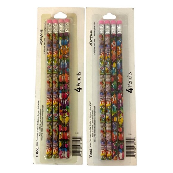 Royce B McClure 8 Pack Tropical Fish Pencils Vibrant Colorful Designs 2009 Mead - Picture 2 of 4